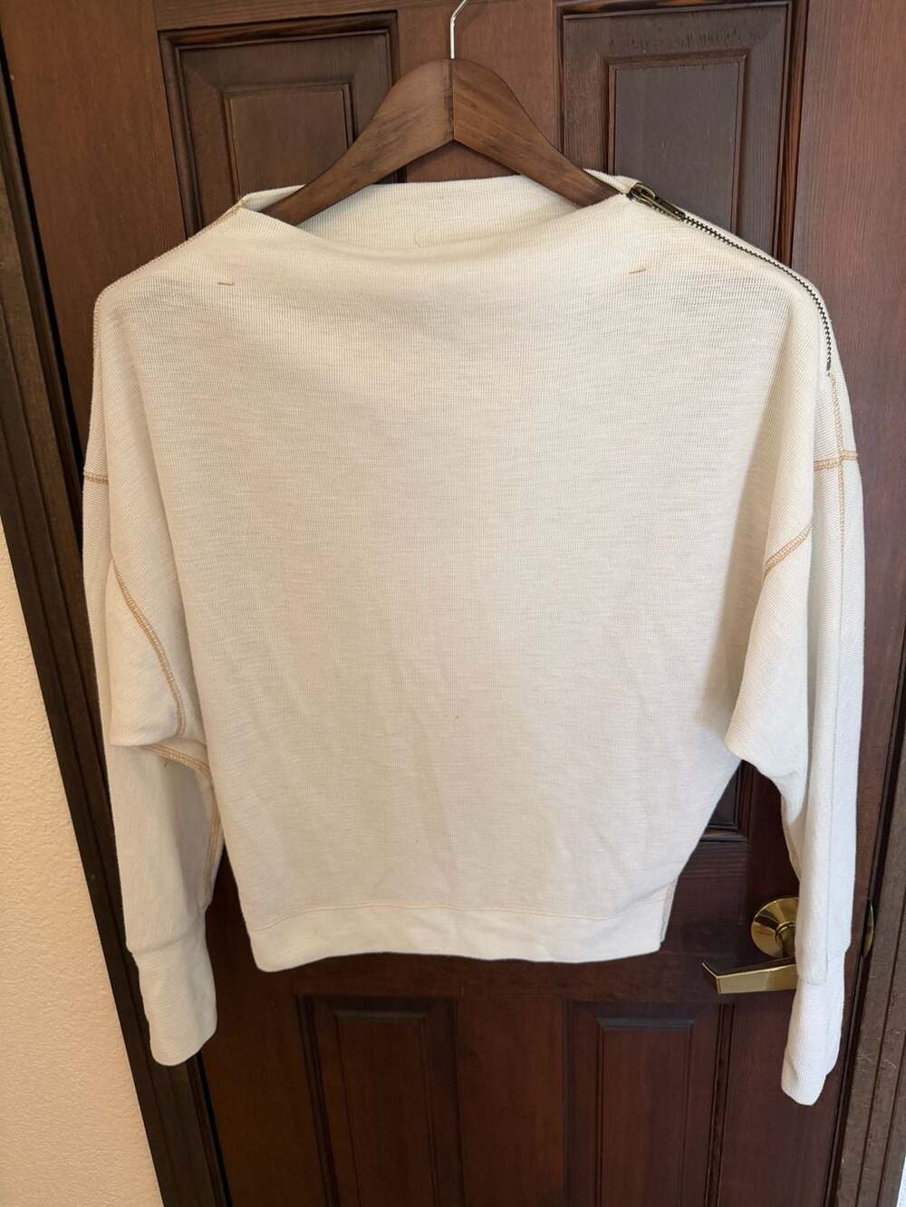 We The Free Women's XS Off-Shoulder Zip Detail Thermal Long Sleeve Top